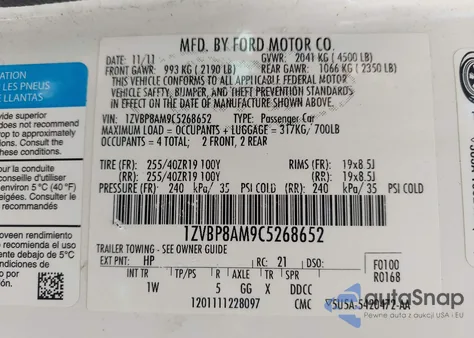 2012 Ford Mustang V6 from USA, damaged, VIN 1ZVBP8AM9C5268652